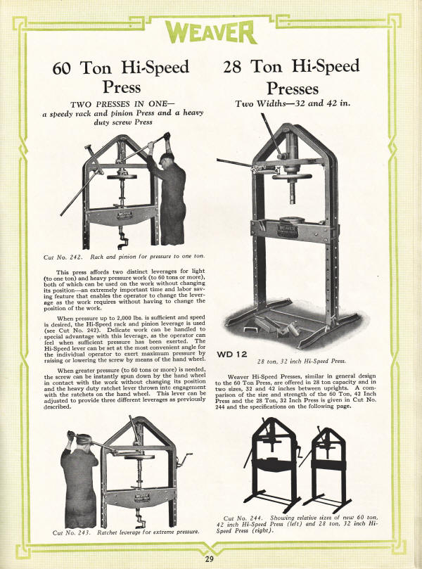 Weaver Hi Speed Press 60 and 28 Ton